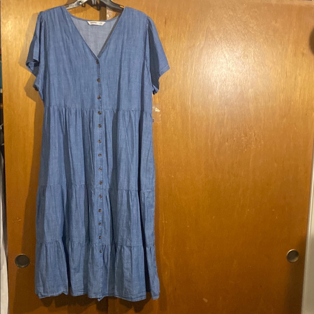 Sonoma Blue Flutter Sleeve V-Neck Midi Sundress